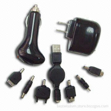Mobile Phone USB Charger Kit with 5V DC Output Voltage and Single or Dual-color Operating Indicator
